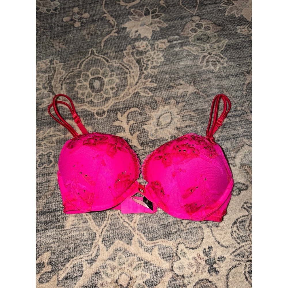 Victorias Secret Sexy Little Things Push Up Bra Rhinestones Pink